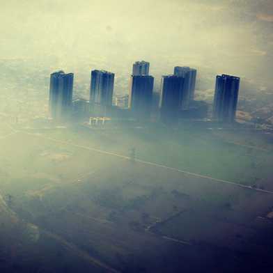 photo of a city with air polution