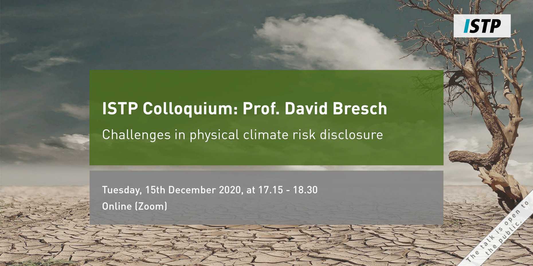 ISTP Colloquium: Challenges in physical climate risk disclosure