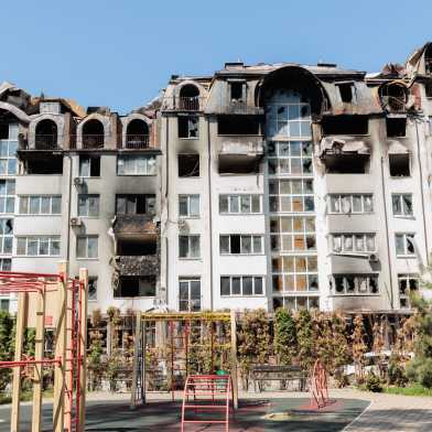 Destroyed buildings in Ukraine 